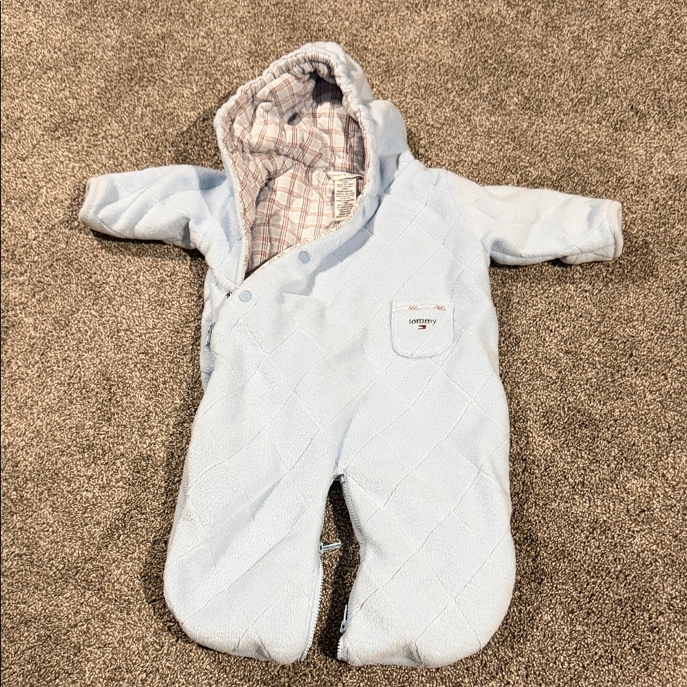 Tommy Hilfiger Baby Blue Quilted Snowsuit